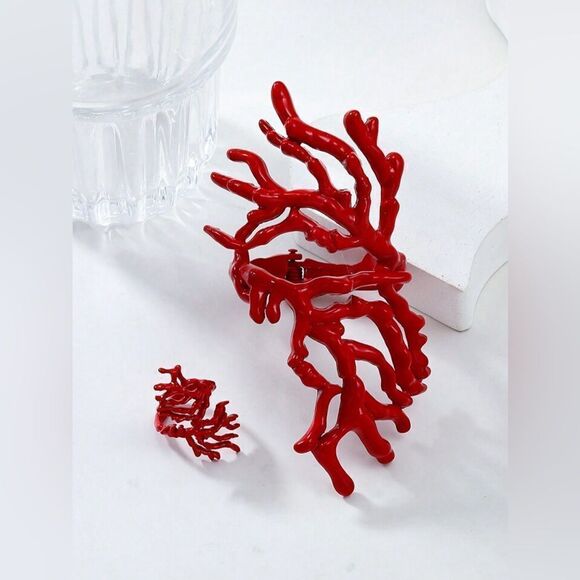 Zara Miro’s Coral Abstraction Bracelet and Ring Set-Bold And Unique - Picture 1 of 13